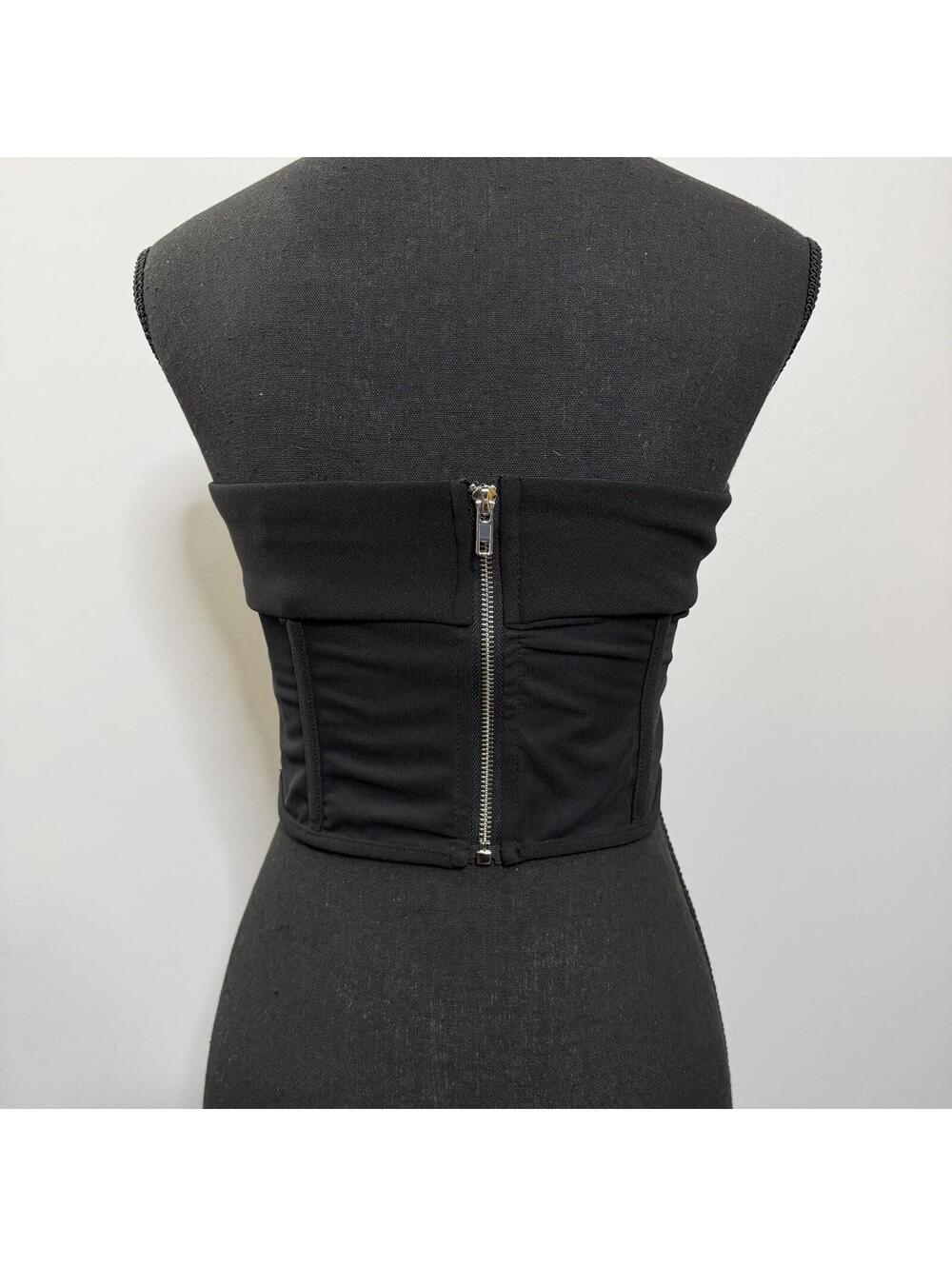 Alive Girl Black Strapless Corset Tube Top Zip Back Baddie Size 10 - Picture 2 of 6